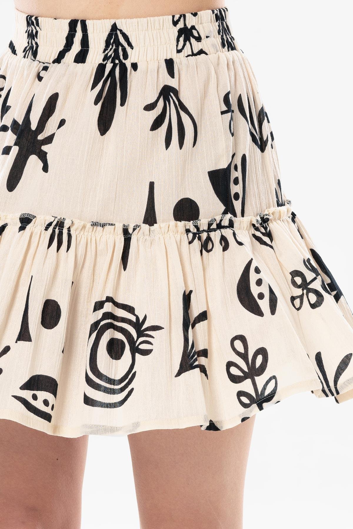 Akyaka Şile Bezi Fırfırlı Kısa Yazlık Otantik Elbise Krem Krm