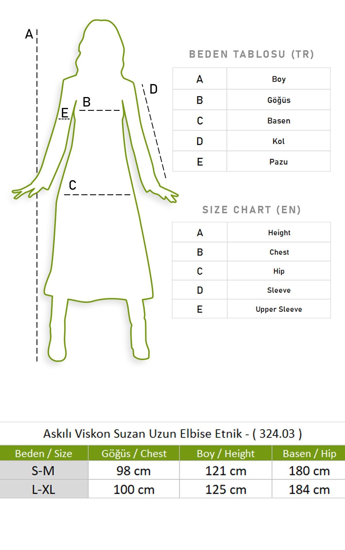 Askılı Viskon Suzan Uzun Elbise Etnik Saks/Syh Etnk sks