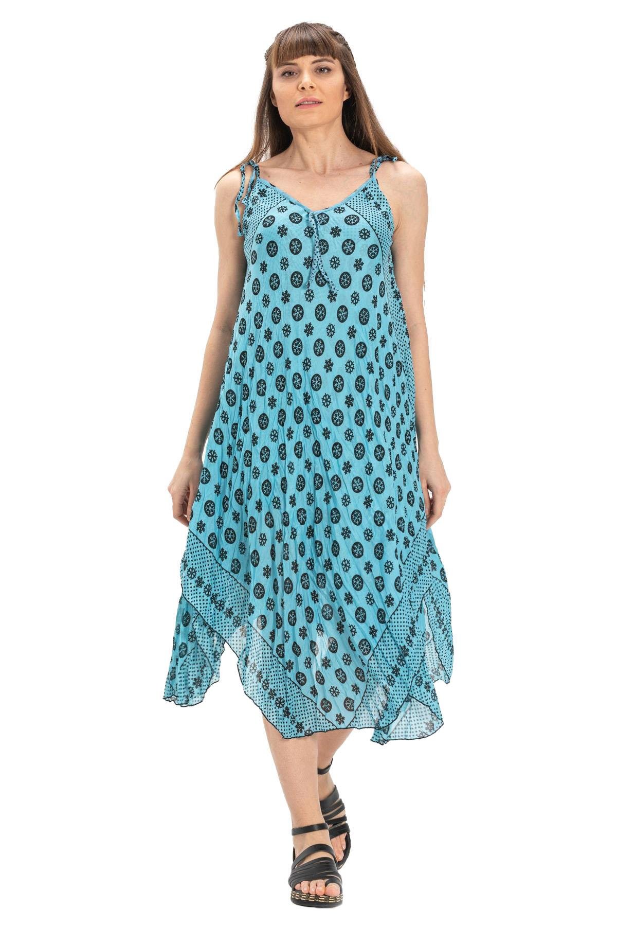Strappy Voile Afrodit Midi Length Dress Turquoise