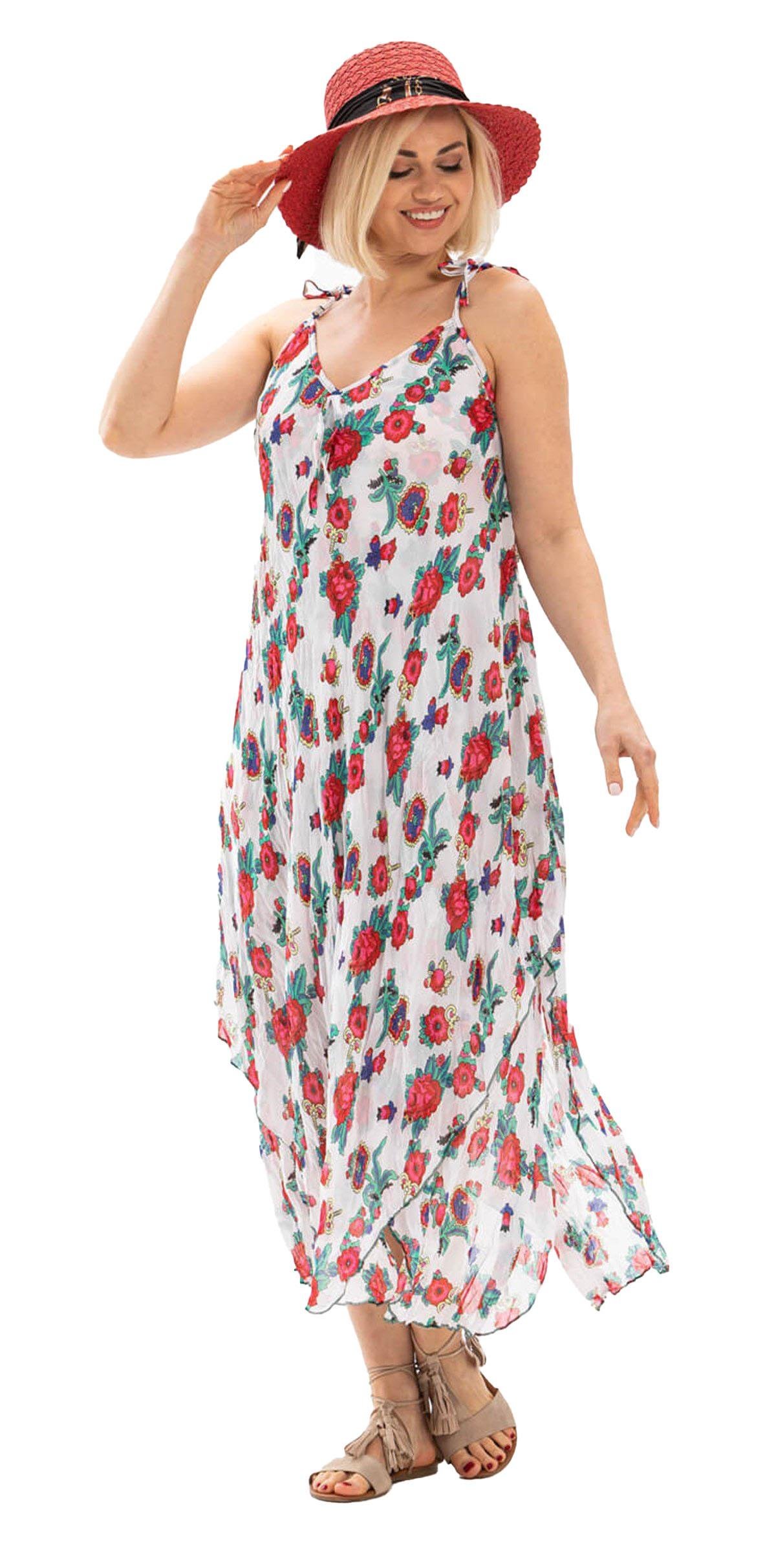 Askılı Vual Afrodit Midi Boy Elbise Beyaz 6081