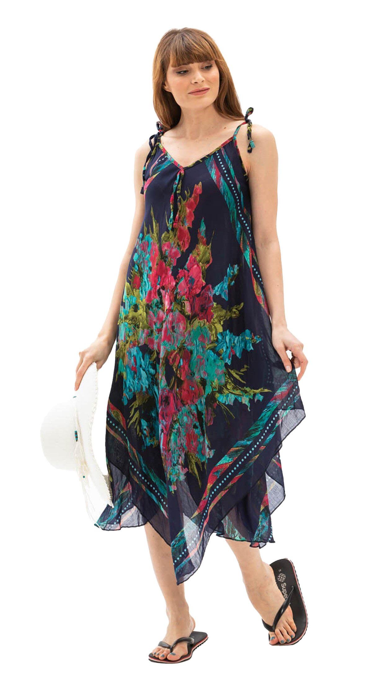 Askılı Vual Afrodit Midi Boy Elbise Lacivert 6076