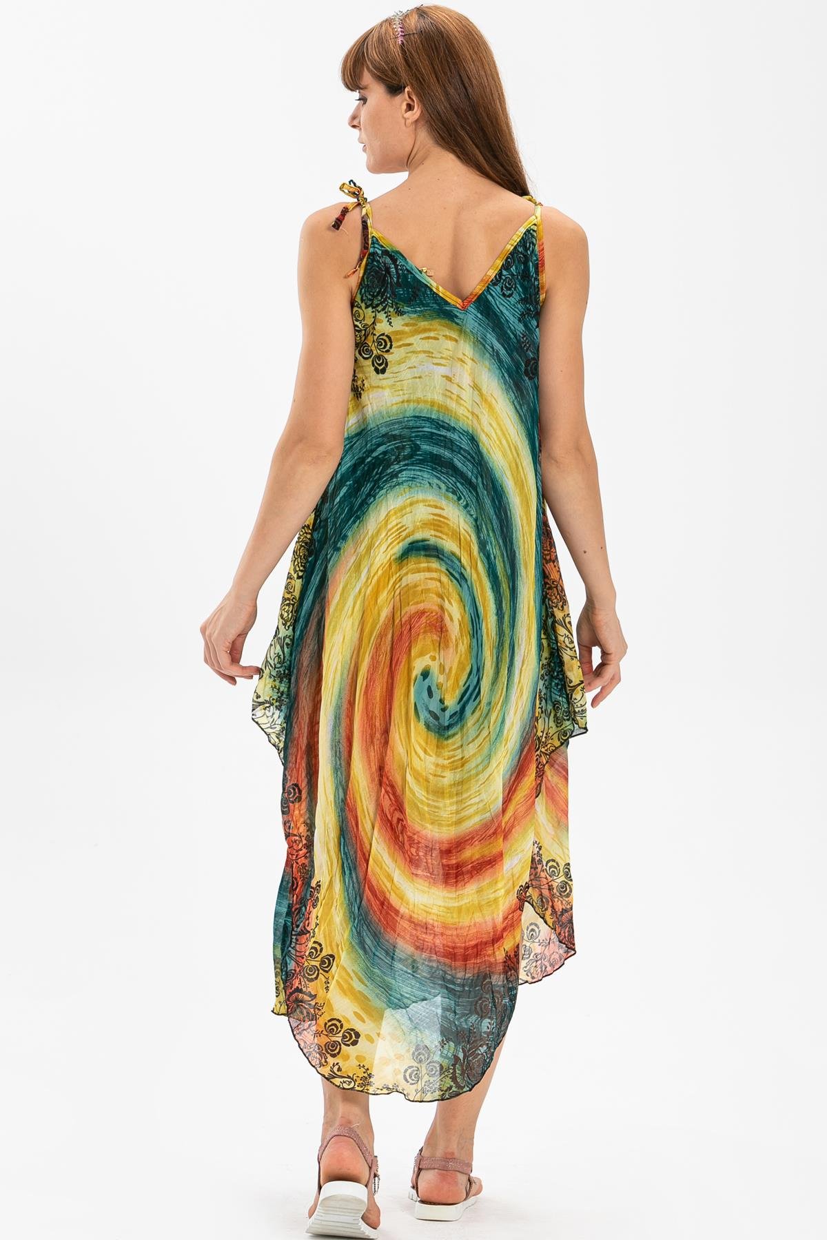 Strappy Voile Afrodit Midi Length Dress Yellow