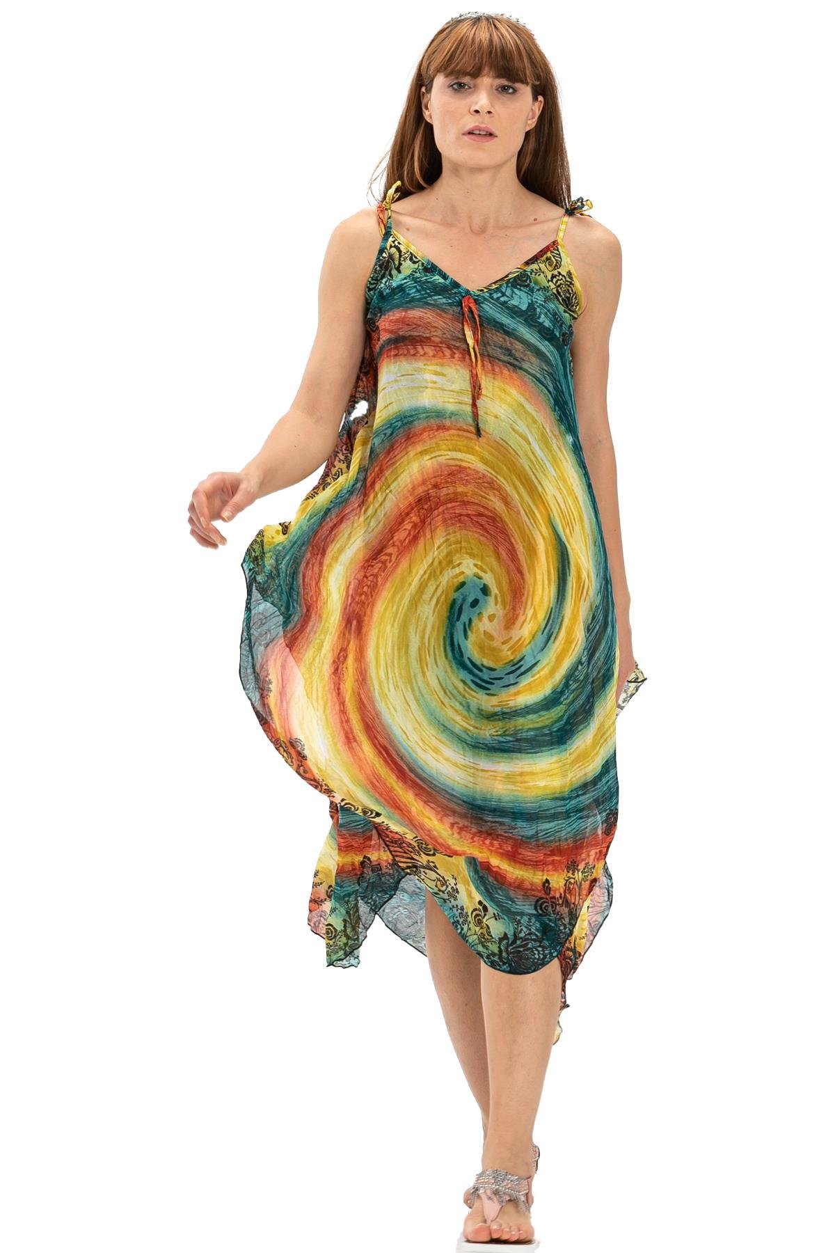 Strappy Voile Afrodit Midi Length Dress Yellow