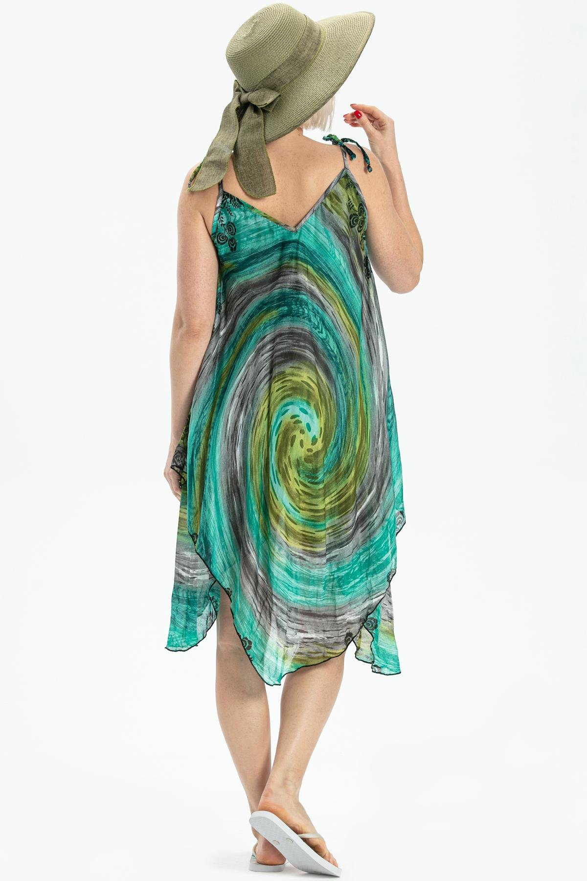 Strappy Voile Afrodit Midi Dress Green