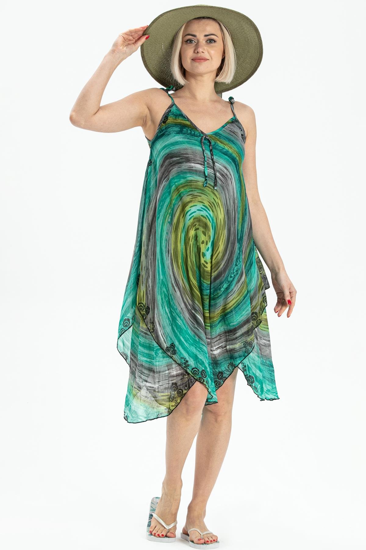 Strappy Voile Afrodit Midi Dress Green