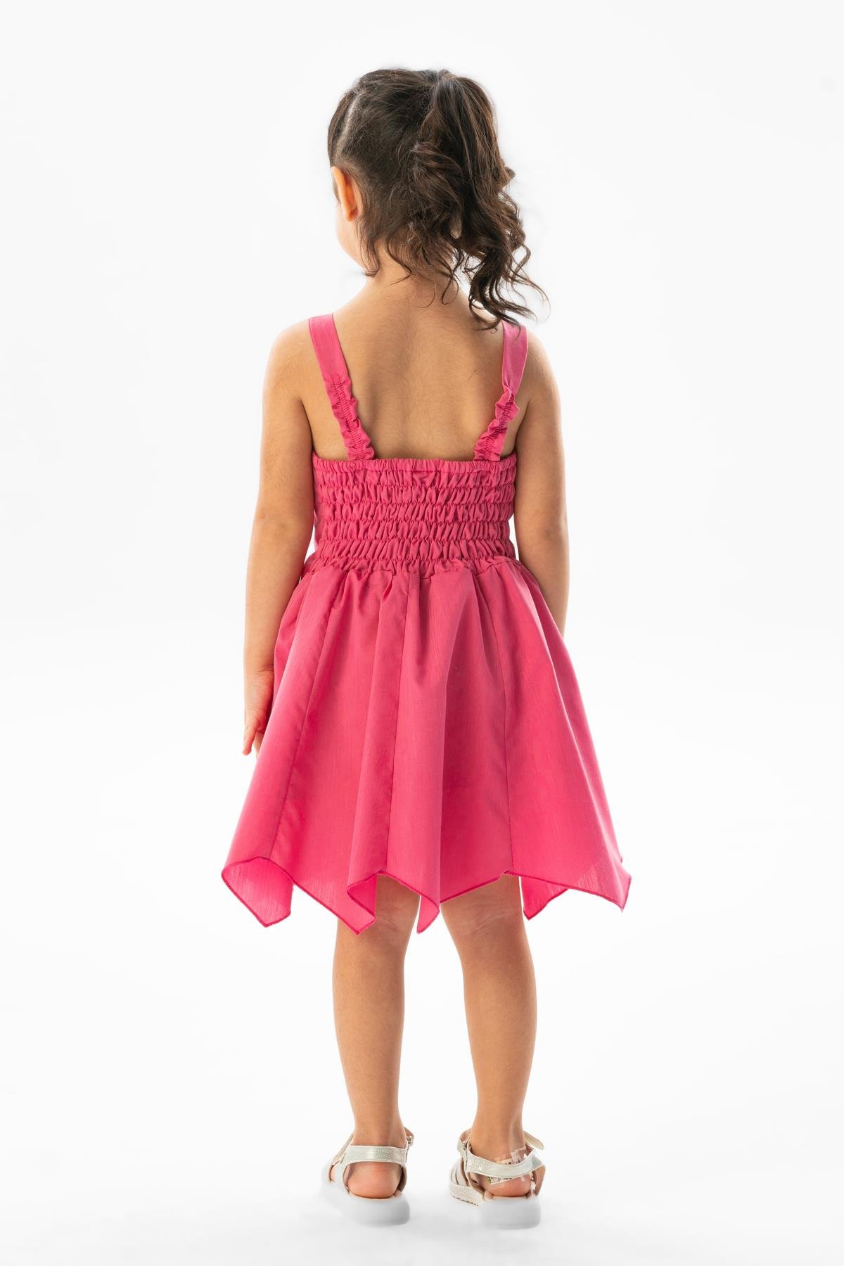Askılı Vual Emel Yazlık Çocuk Elbise Pembe Pmb