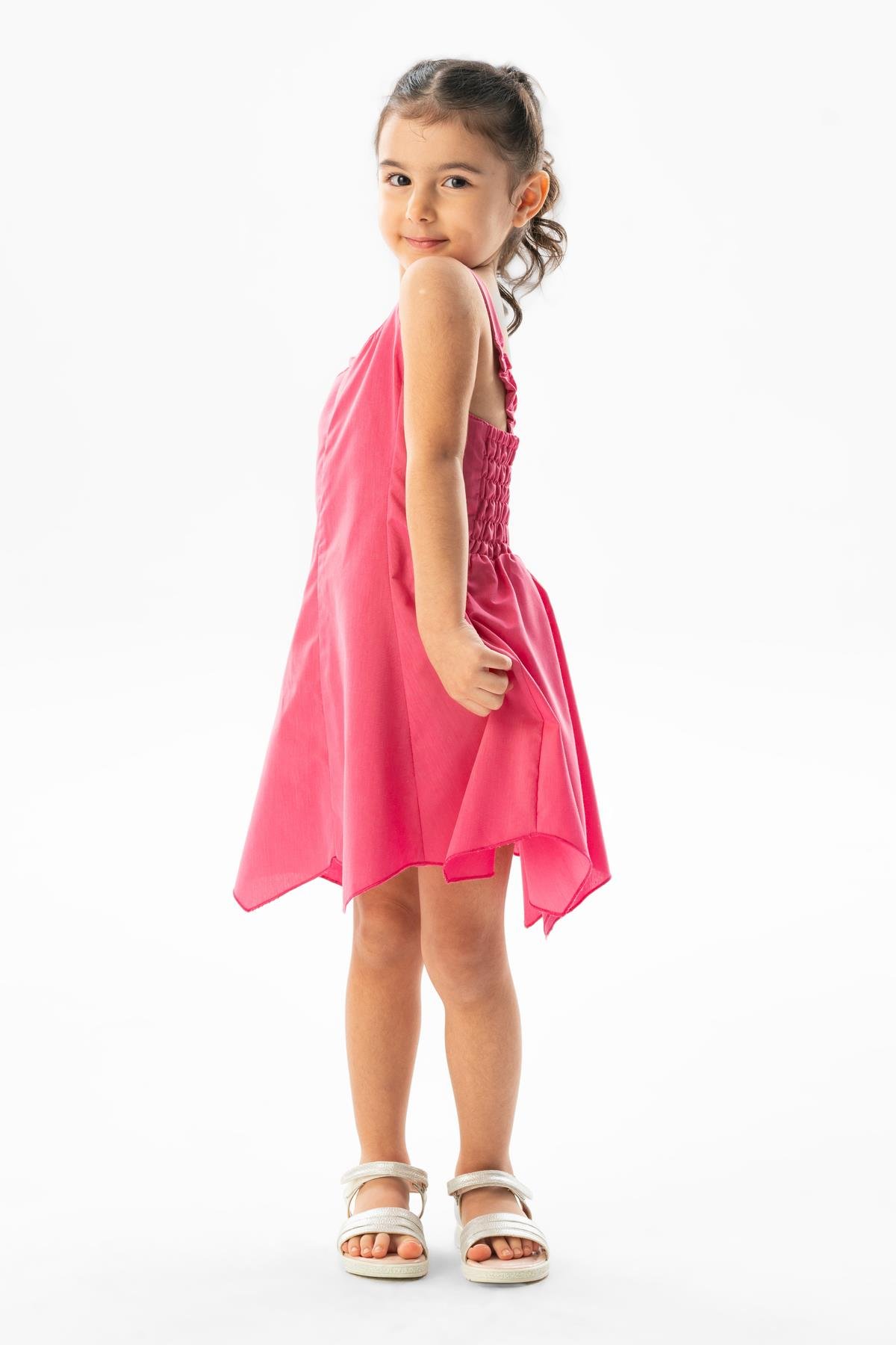 Askılı Vual Emel Yazlık Çocuk Elbise Pembe Pmb