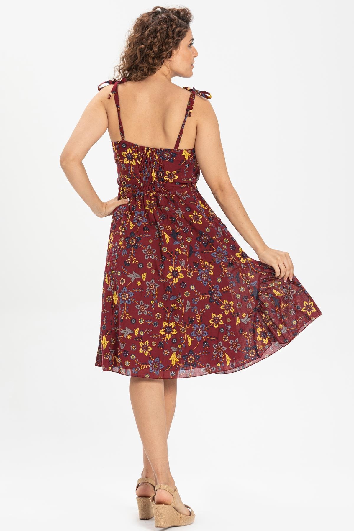 Strappy Voile Melisa Short Dress Claret Red Brd