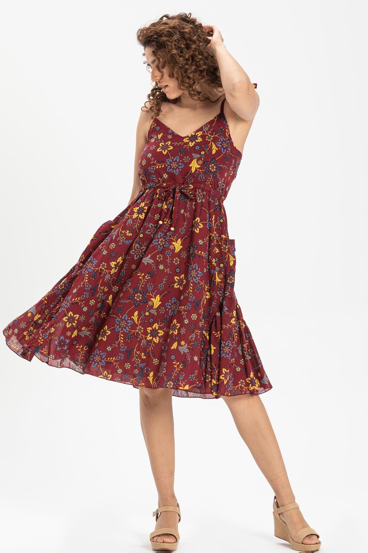 Strappy Voile Melisa Short Dress Claret Red Brd