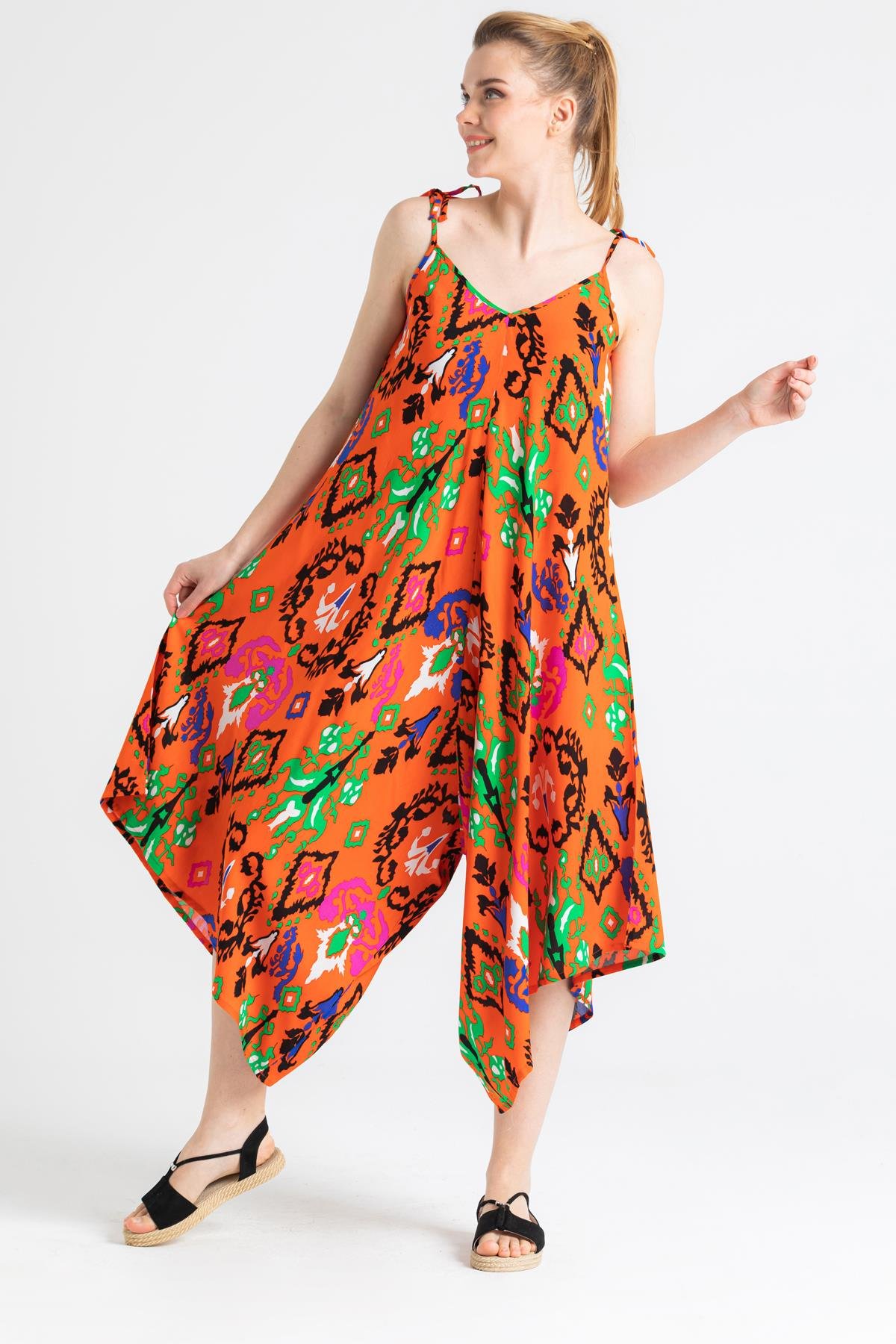 Askılı Vual Selin Tulum Etnik Turuncu Etnk trnc