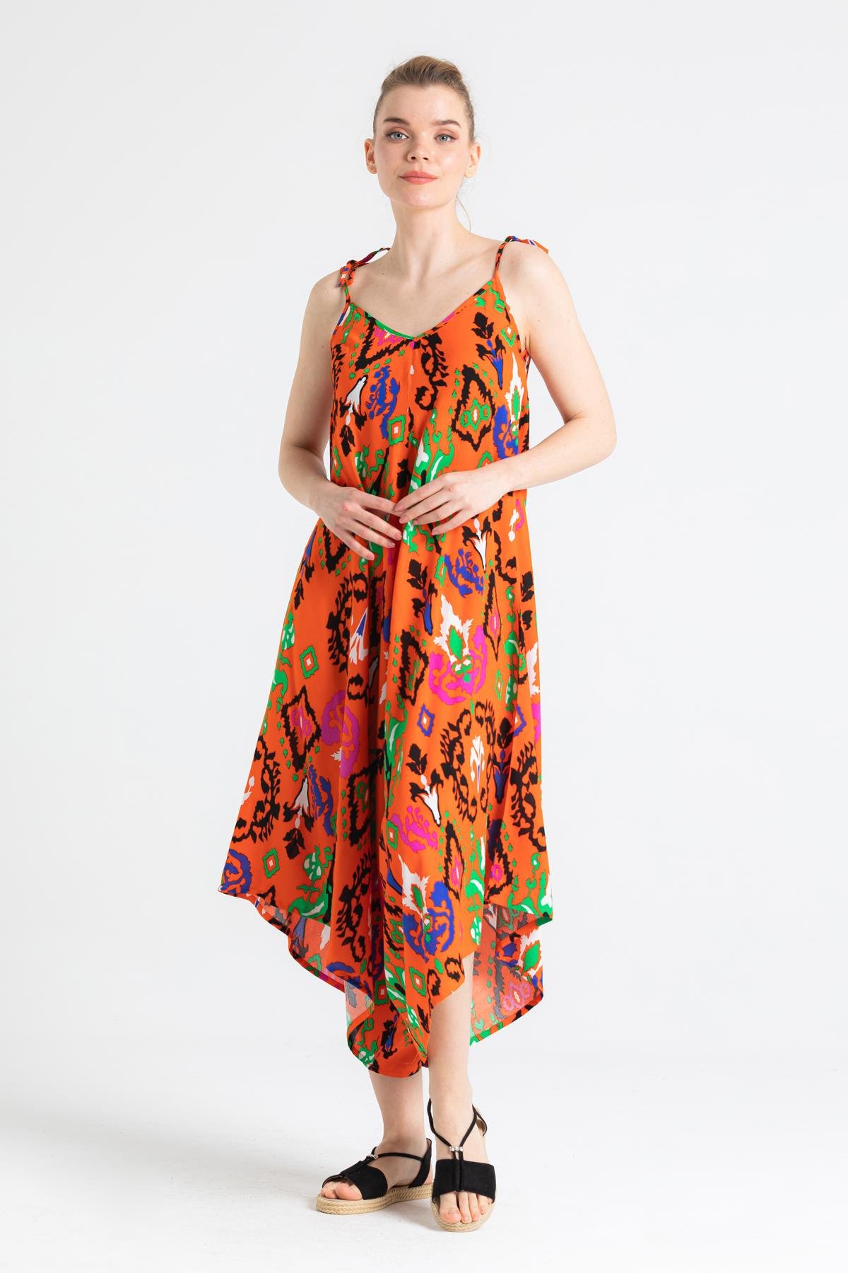 Askılı Vual Selin Tulum Etnik Turuncu Etnk trnc