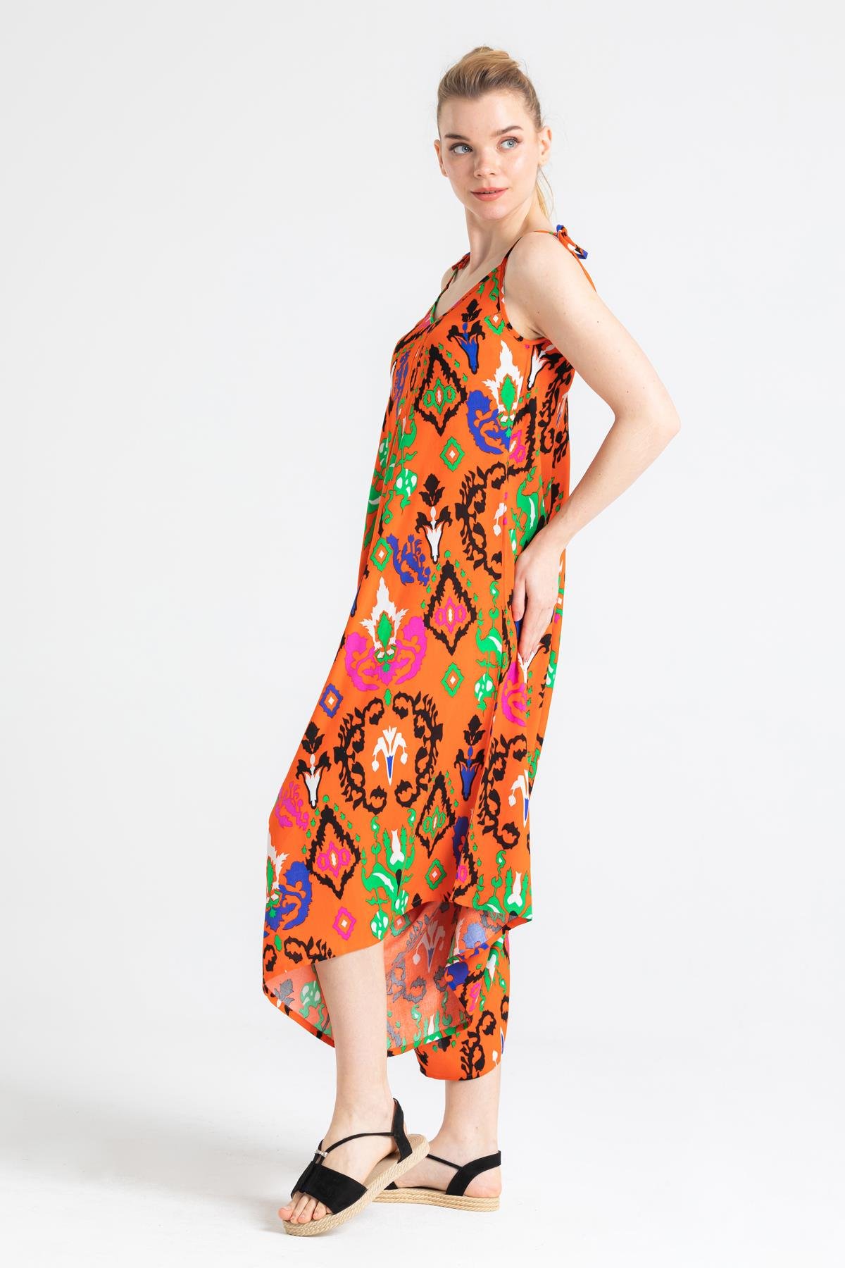 Askılı Vual Selin Tulum Etnik Turuncu Etnk trnc