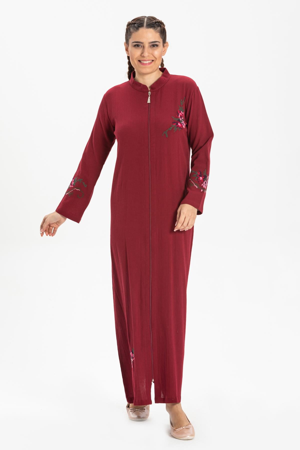 Ayşenur Şile Bezi Ferace Bordo Brd