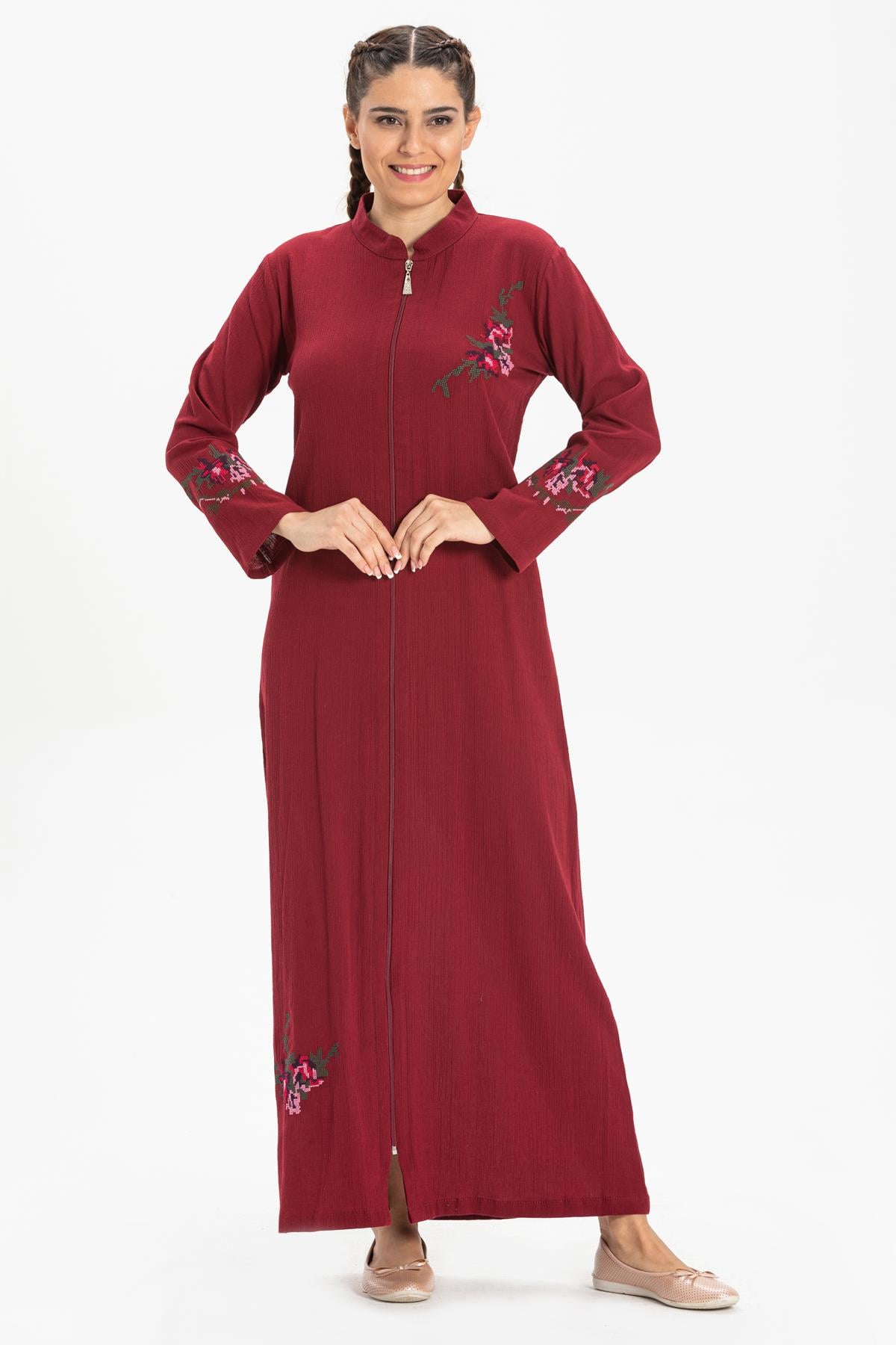 Ayşenur Şile Bezi Ferace Bordo Brd