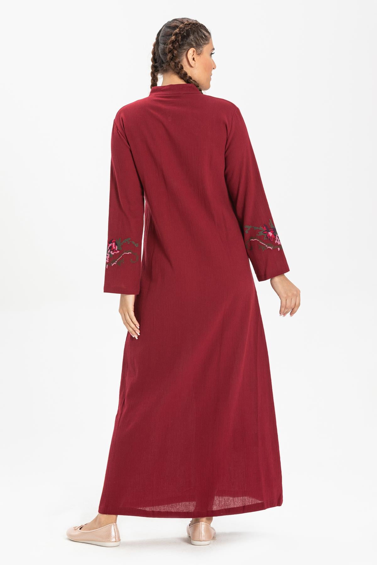 Ayşenur Şile Bezi Ferace Bordo Brd