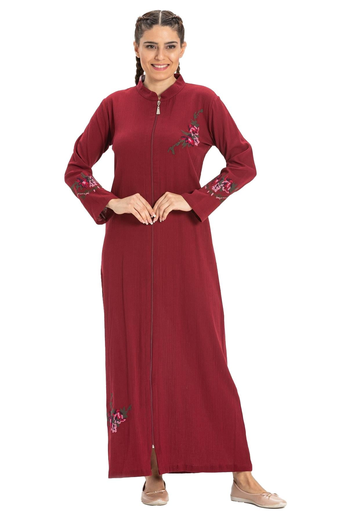 Ayşenur Şile Bezi Ferace Bordo Brd