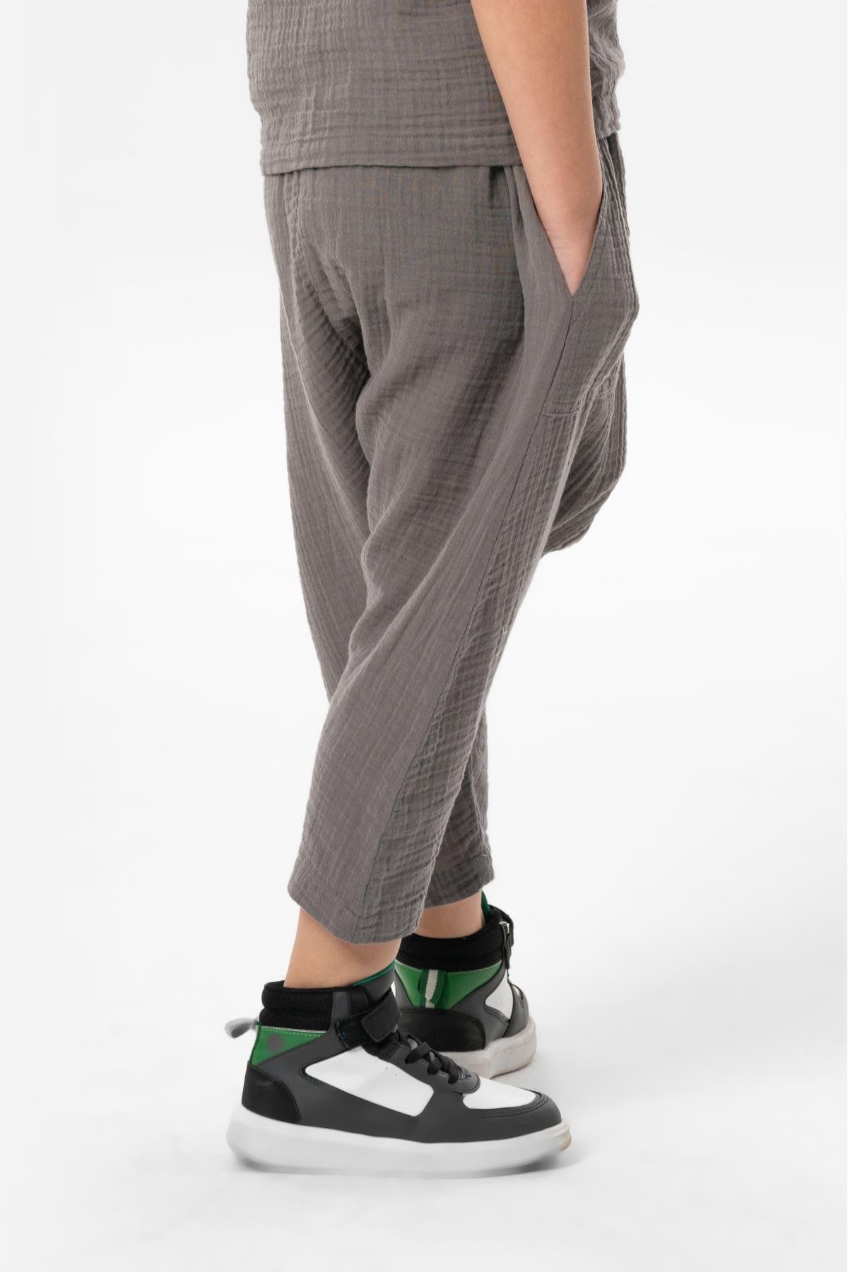 Batı Yazlık Müslin Çocuk Şalvar Gri Gri