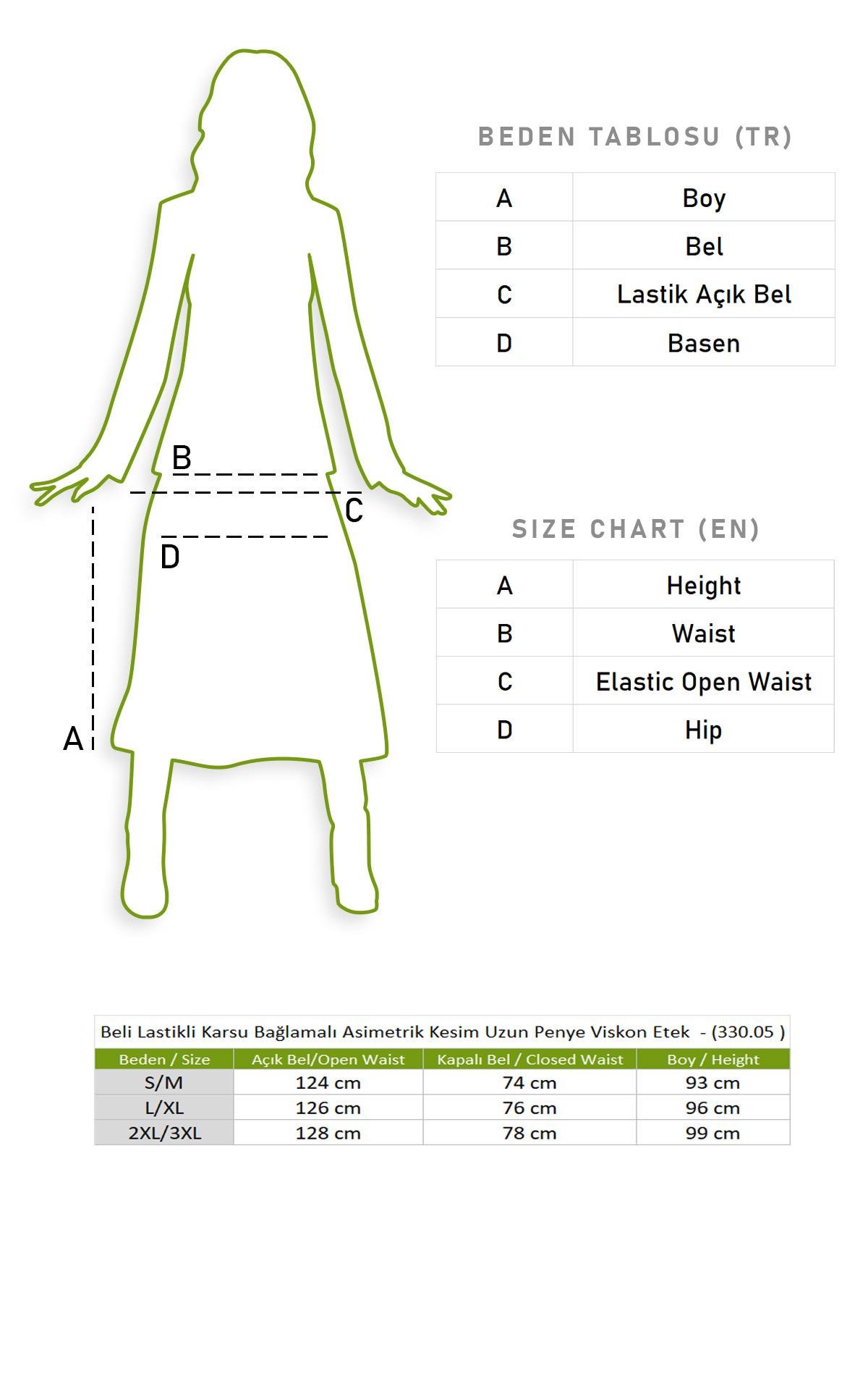 Karsu Asymmetric Cut Long Combed Viscose Skirt Elastic Waist Gray