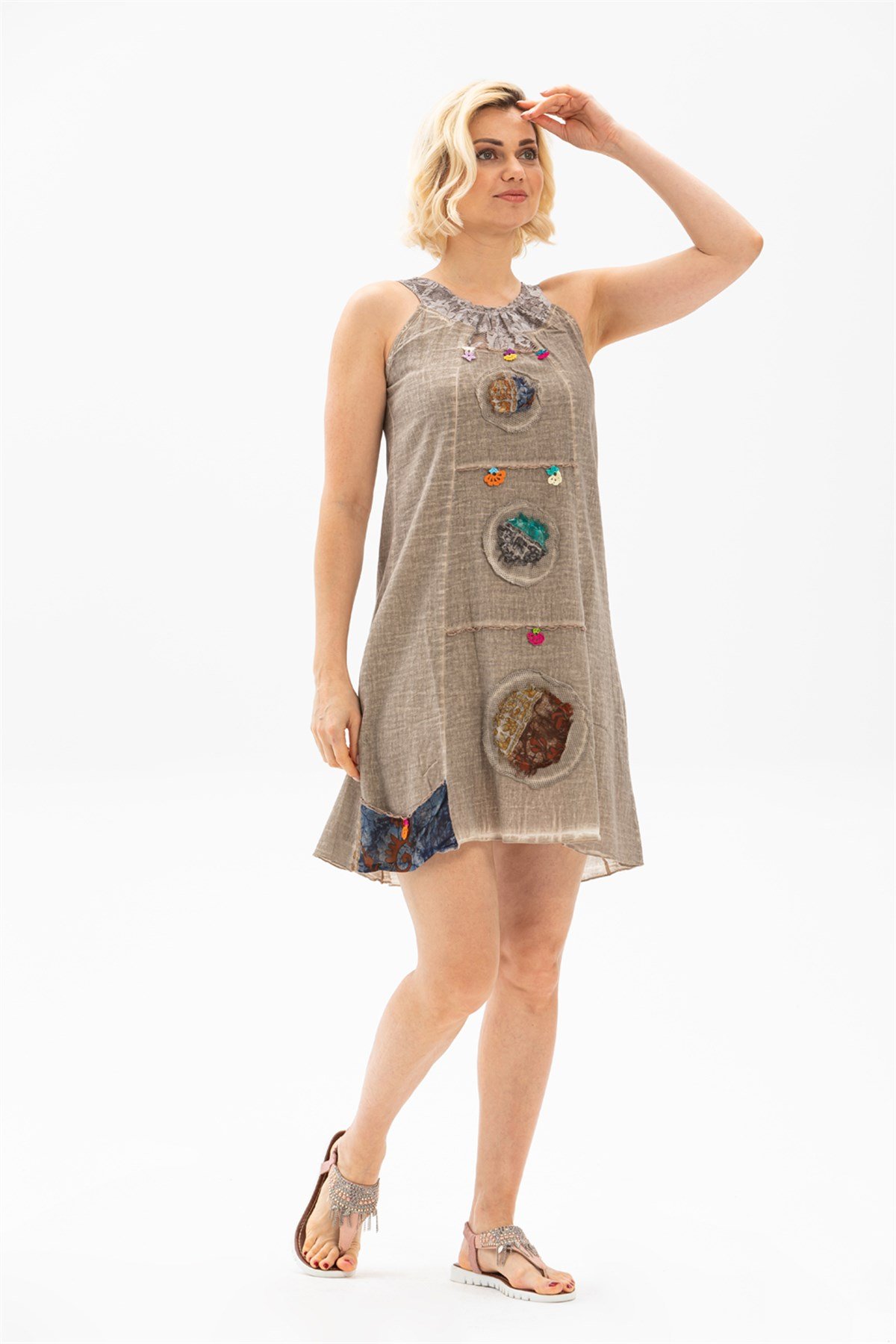 Beliz Şile Bezi Elbise Vizon