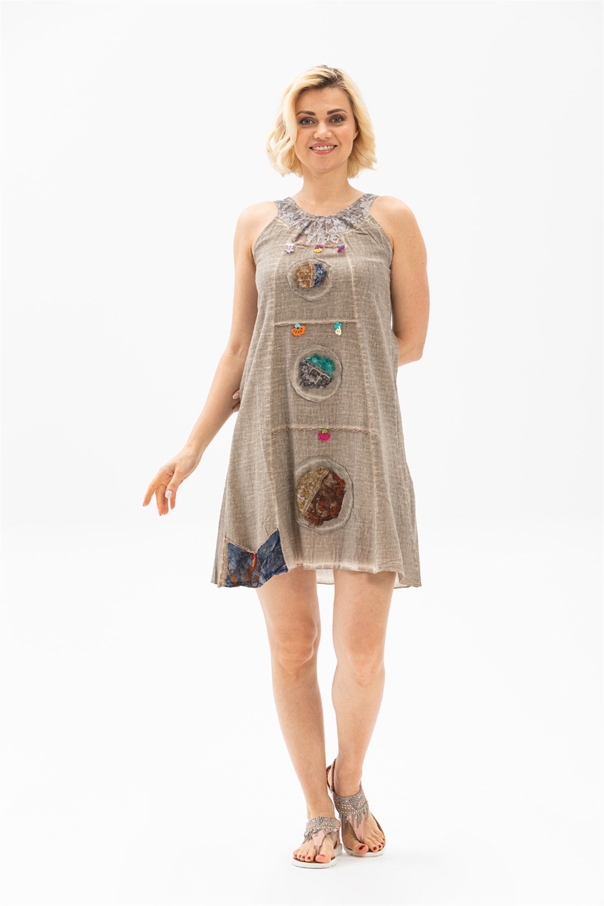 Beliz Şile Bezi Elbise Vizon