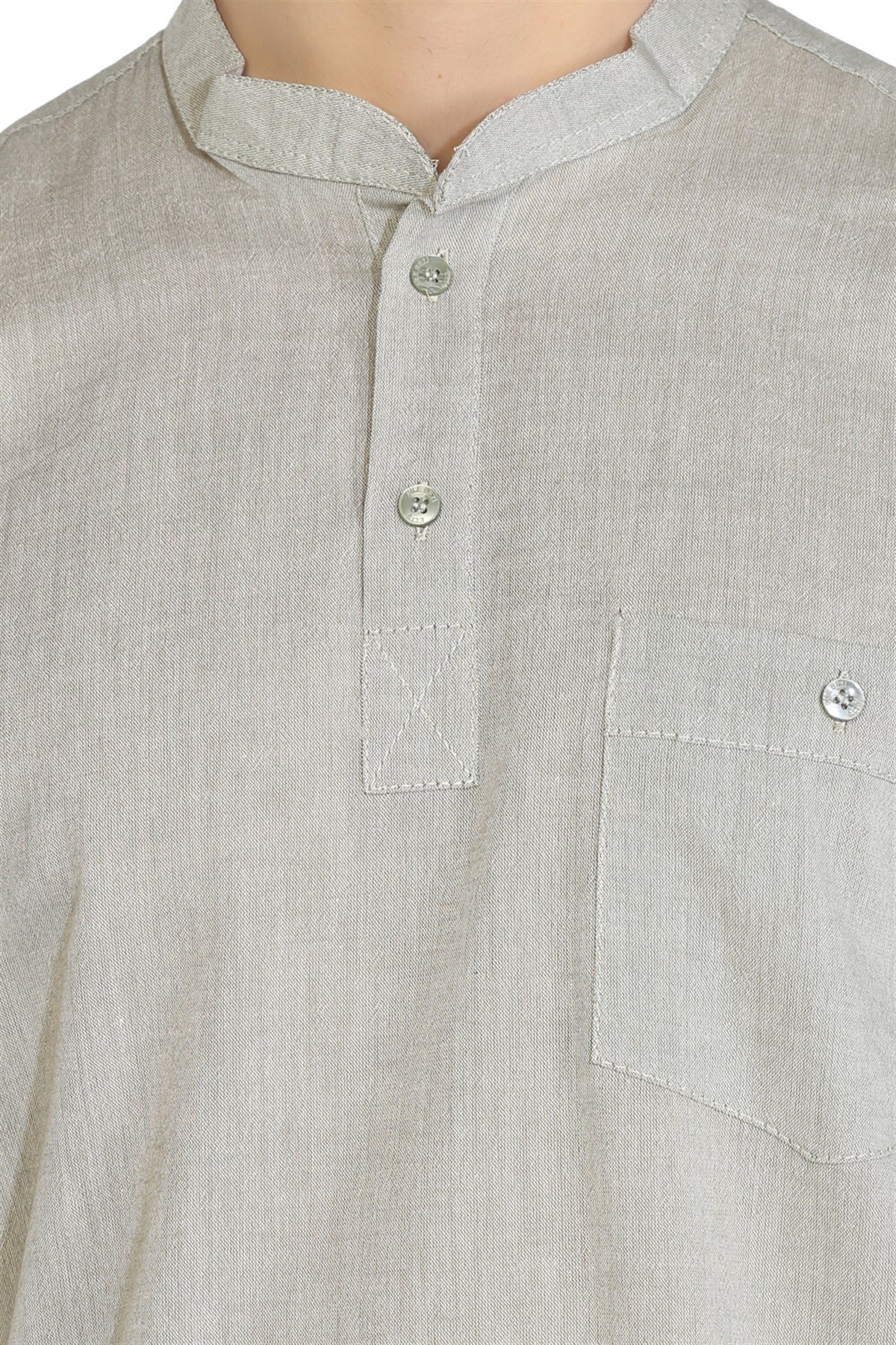 Büyük Beden Kısa Kol Hakim Yaka T-Shirt Taş