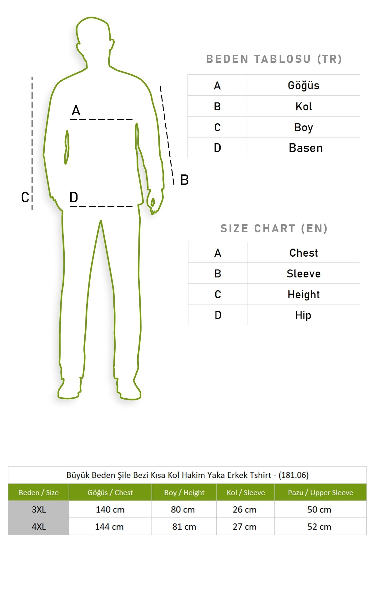 Büyük Beden Şile Bezi Kısa Kol Hakim Yaka Erkek Tshirt Mavi 3032