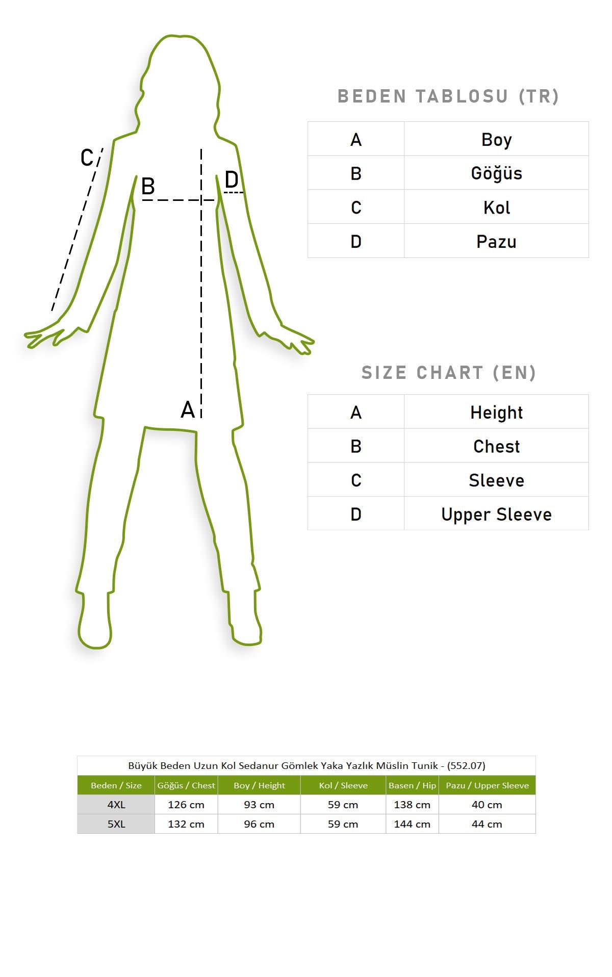 Büyük Beden Uzun Kol Sedanur Gömlek Yaka Yazlık Müslin Tunik Siyah Syh