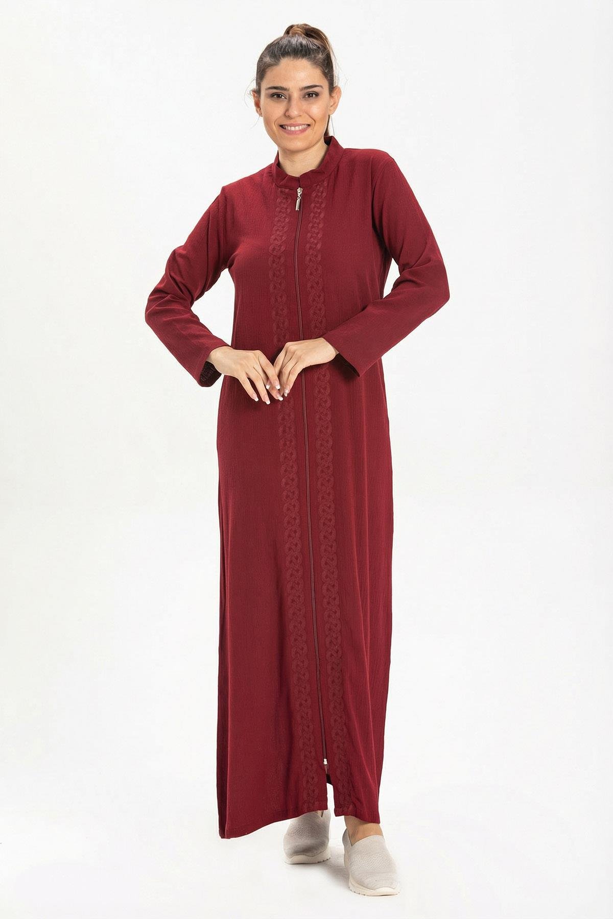 Cemre Şile Bezi Mevsimlik Ferace Bordo Brd