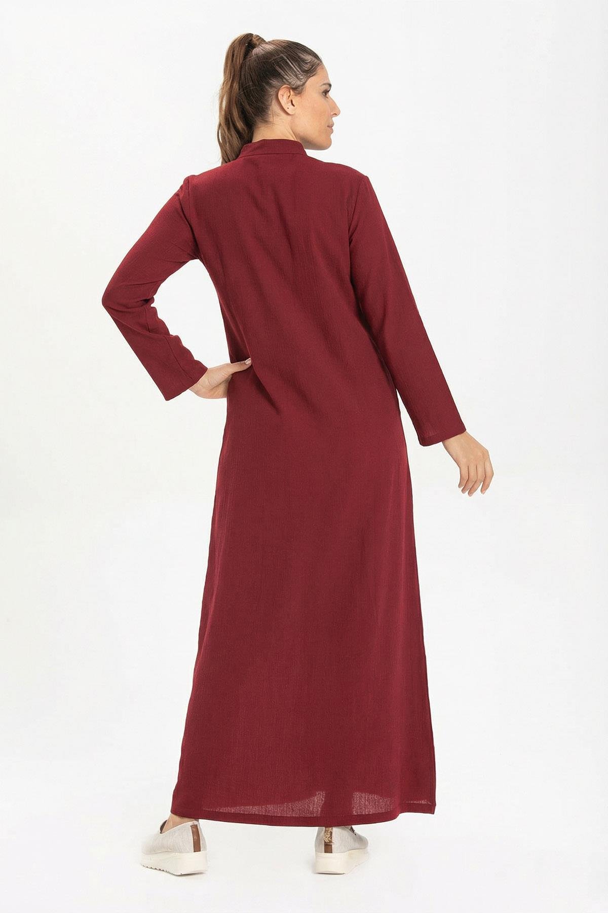 Cemre Şile Bezi Mevsimlik Ferace Bordo Brd