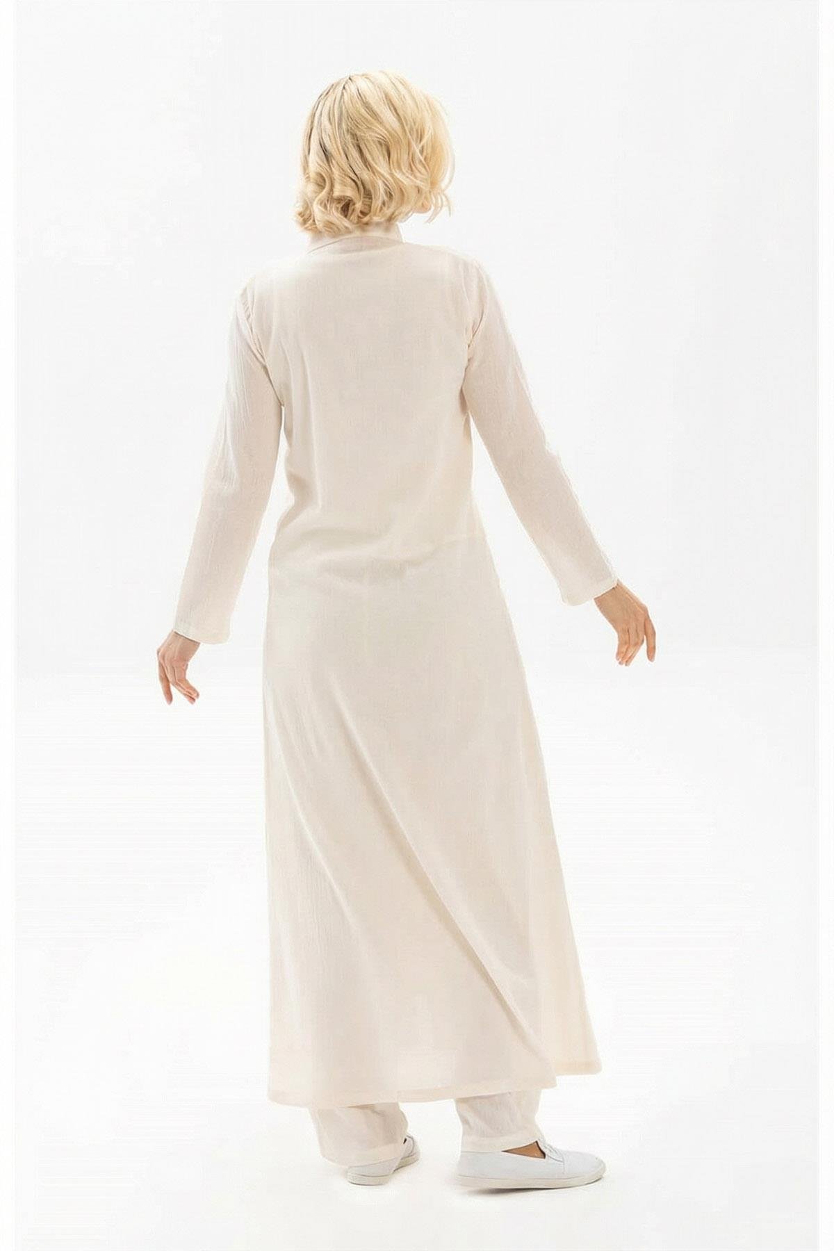 Cemre Şile Bezi Mevsimlik Ferace Krem Krm