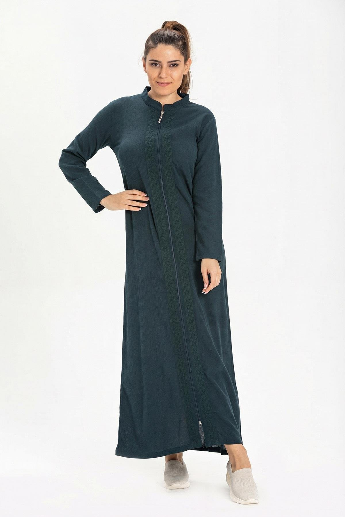 Cemre Şile Bezi Mevsimlik Ferace Petrol Ptrl