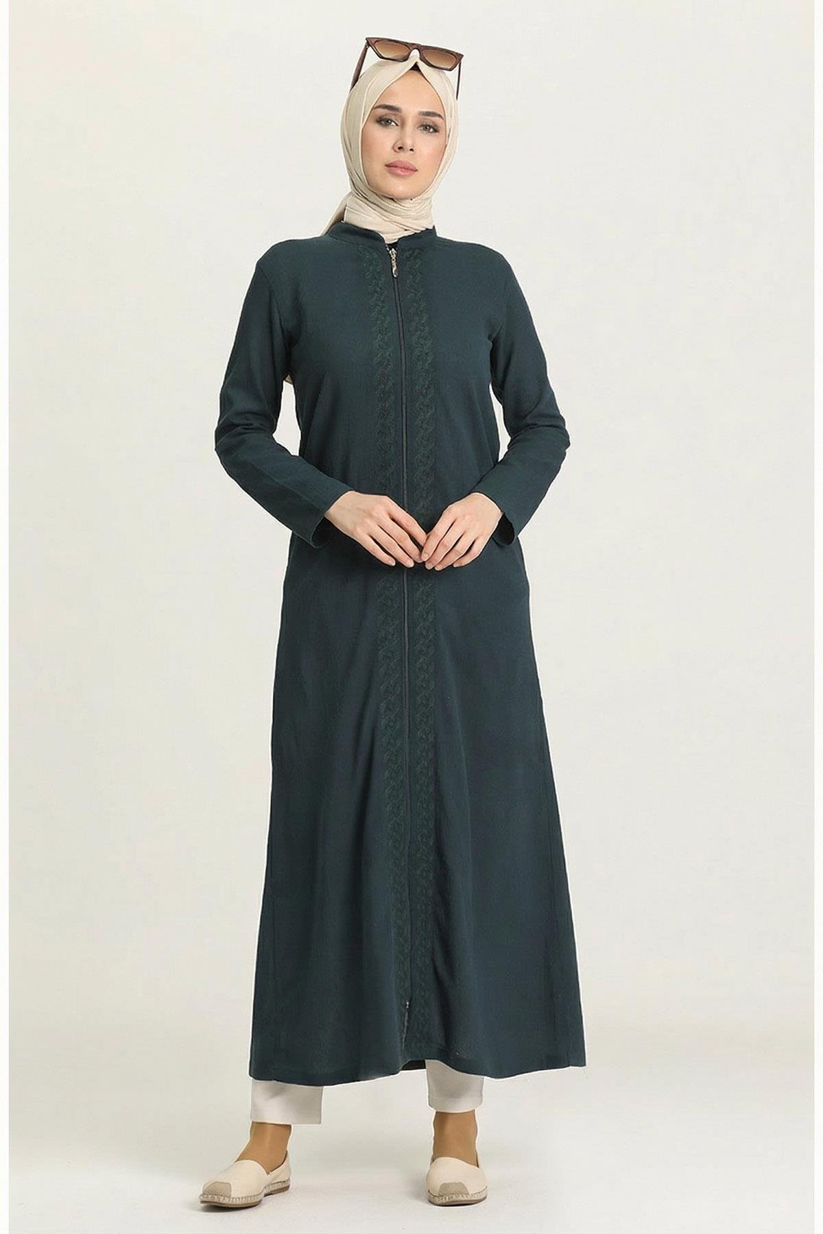 Cemre Şile Bezi Mevsimlik Ferace Petrol Ptrl