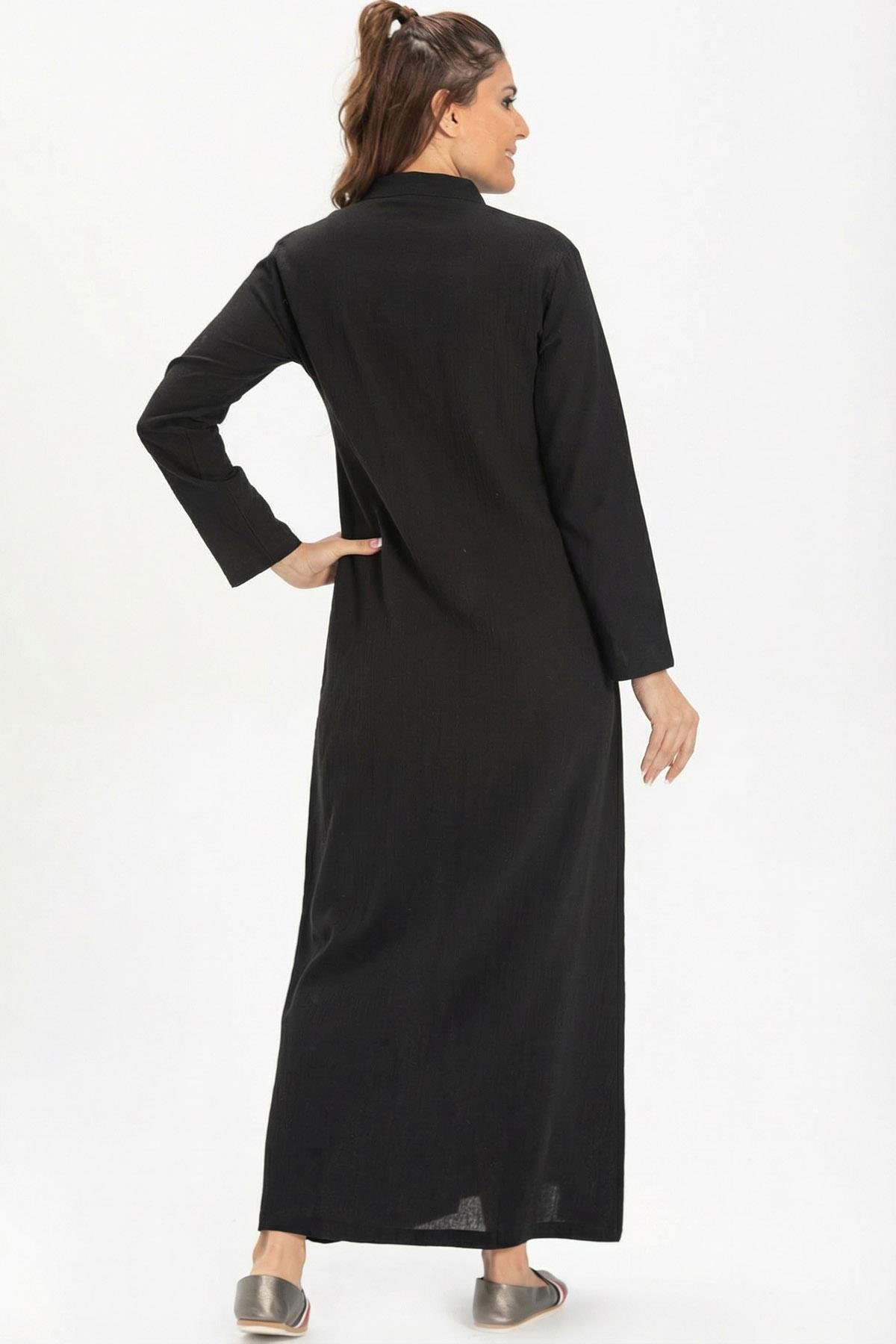 Cemre Şile Bezi Mevsimlik Ferace Siyah Syh