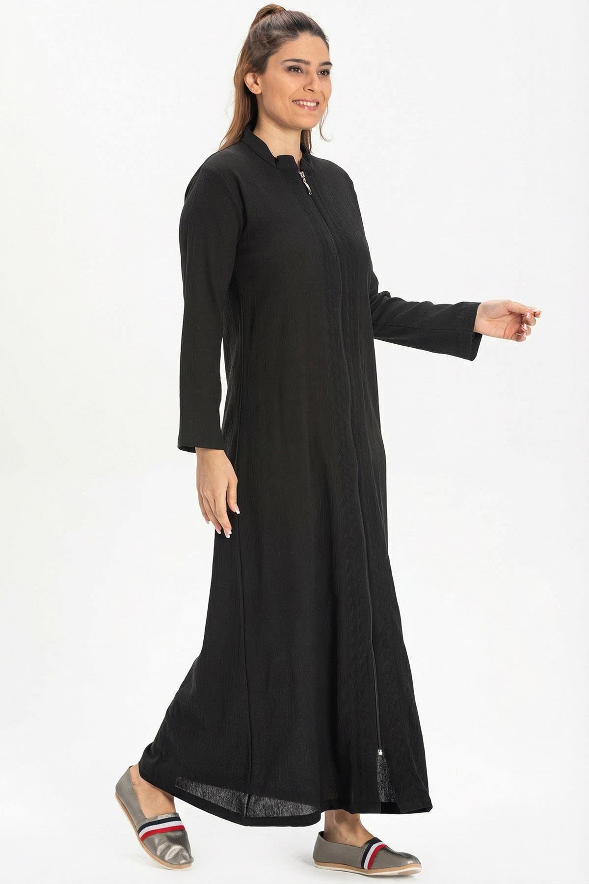 Cemre Şile Bezi Mevsimlik Ferace Siyah Syh