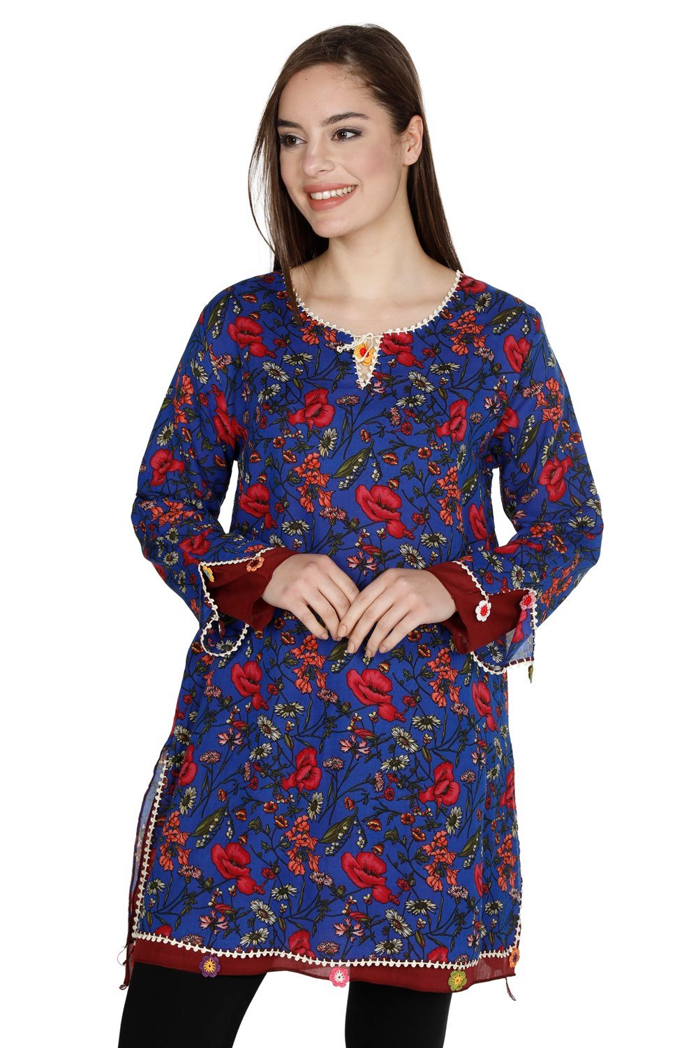 Ceyda Tunik Gelincik Desen Saks