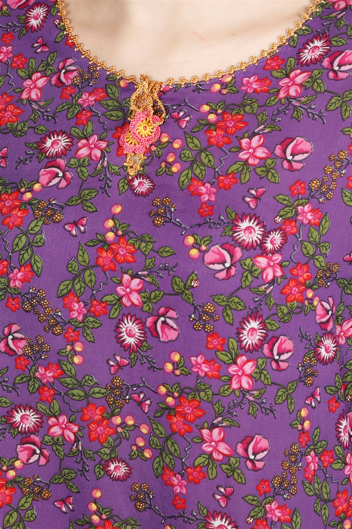 Ceyda Vual Tunik Gelincik Desen Mor 6163