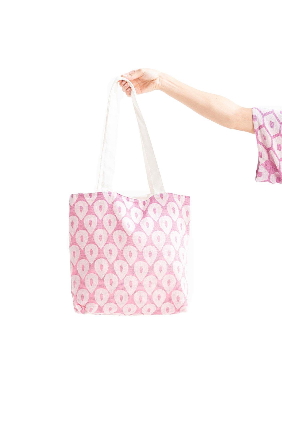 Dokuma Sahil Plaj Çanta Pembe Pmb