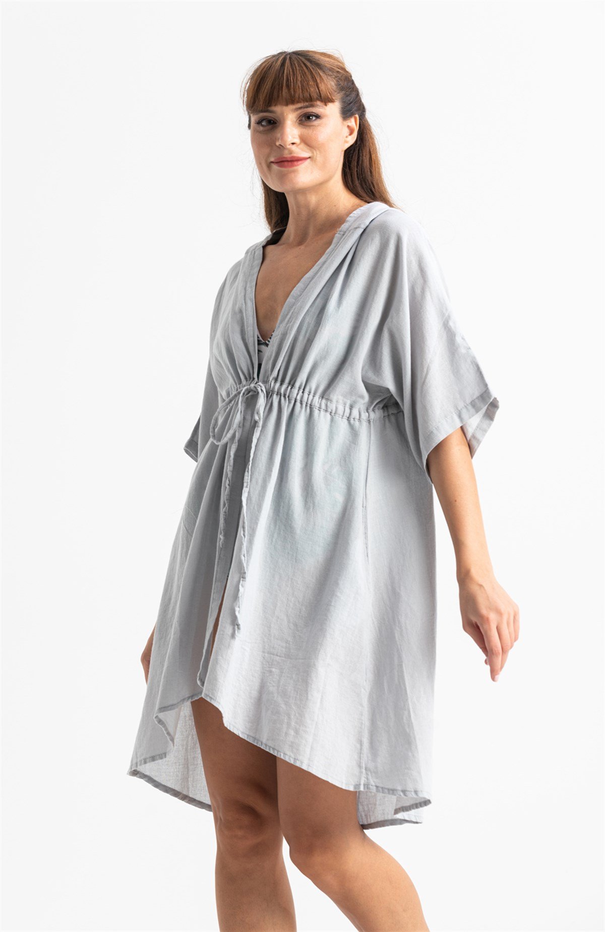 Duygu Şile Bezi Tunik Gri Gri