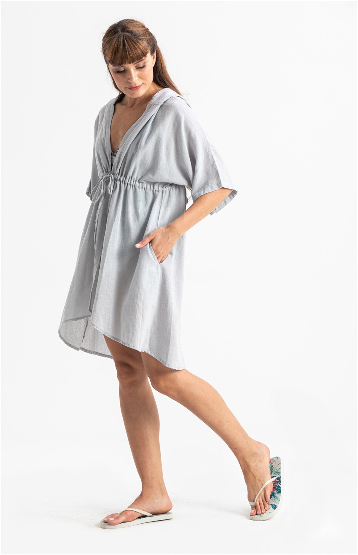 Duygu Şile Bezi Tunik Gri Gri