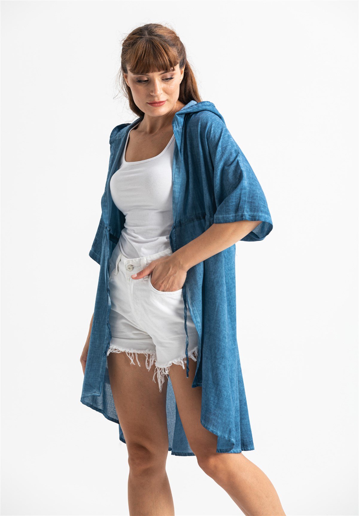 Duygu Şile Bezi Tunik Kot Mavi Ktmv