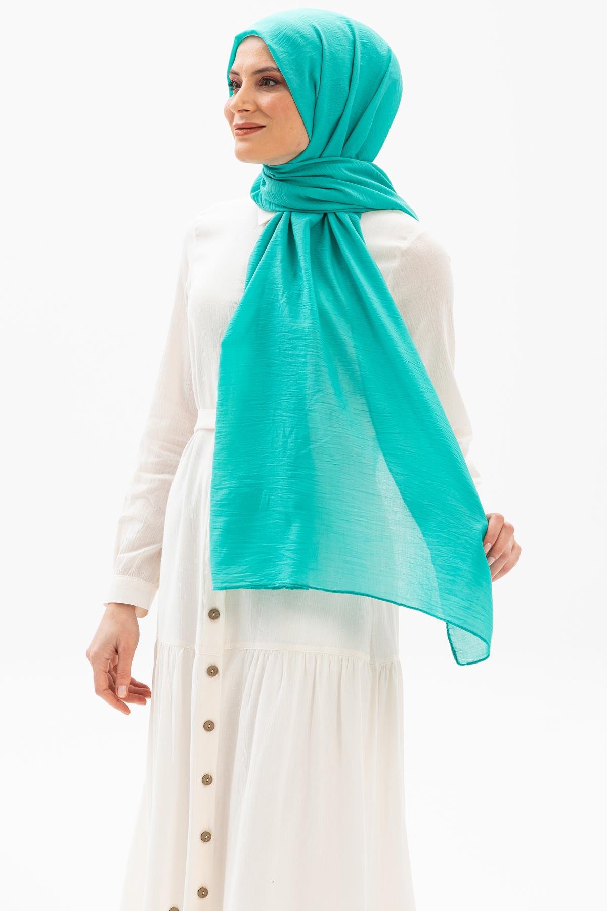 Düz Vual Kumaş Şal Nil Yeşili Nlysl