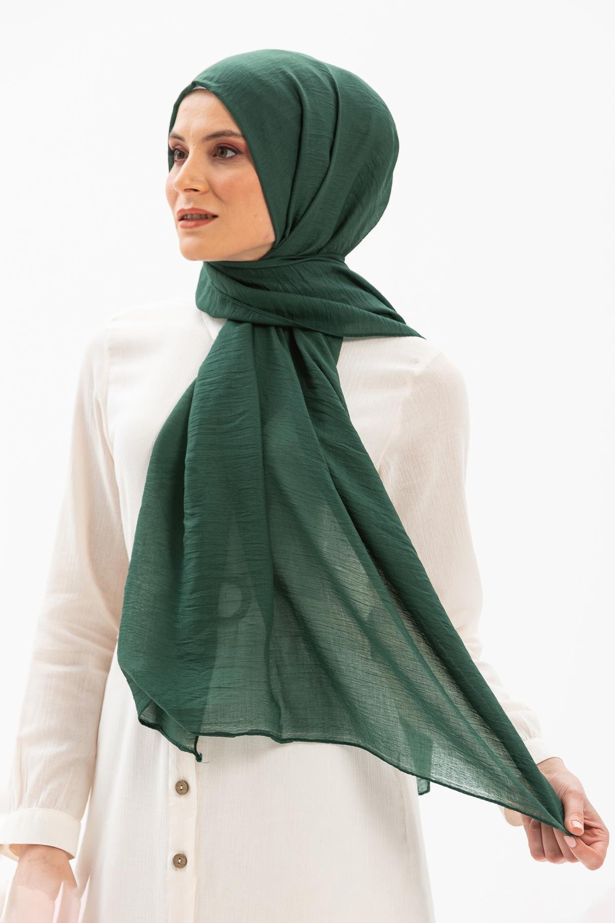 Düz Vual Kumaş Şal Yeşil Ysl