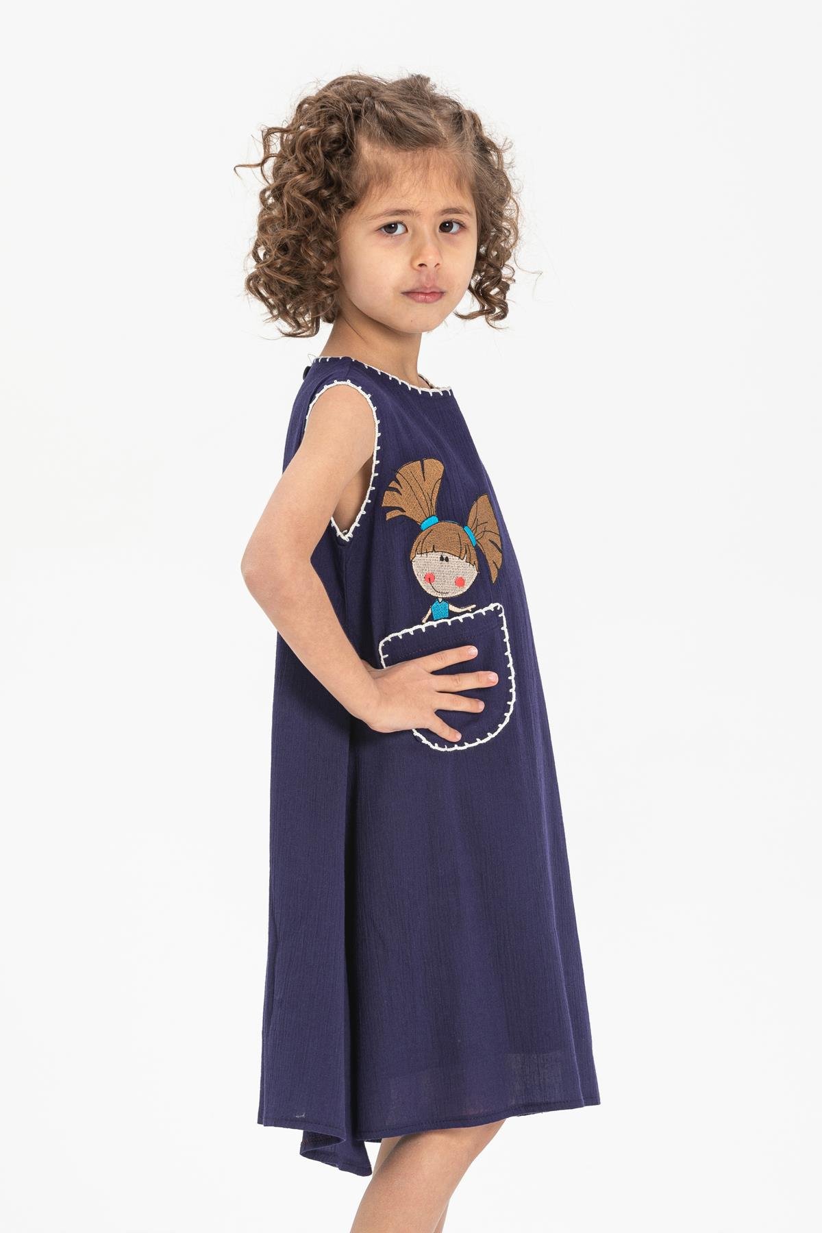 Ece Şile Bezi Kız Çocuk Elbise Mor Mor