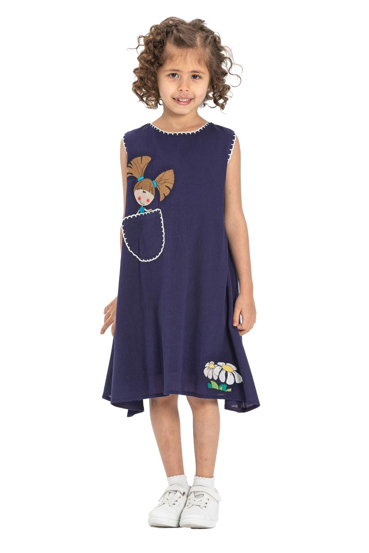 Ece Şile Bezi Kız Çocuk Elbise Mor Mor