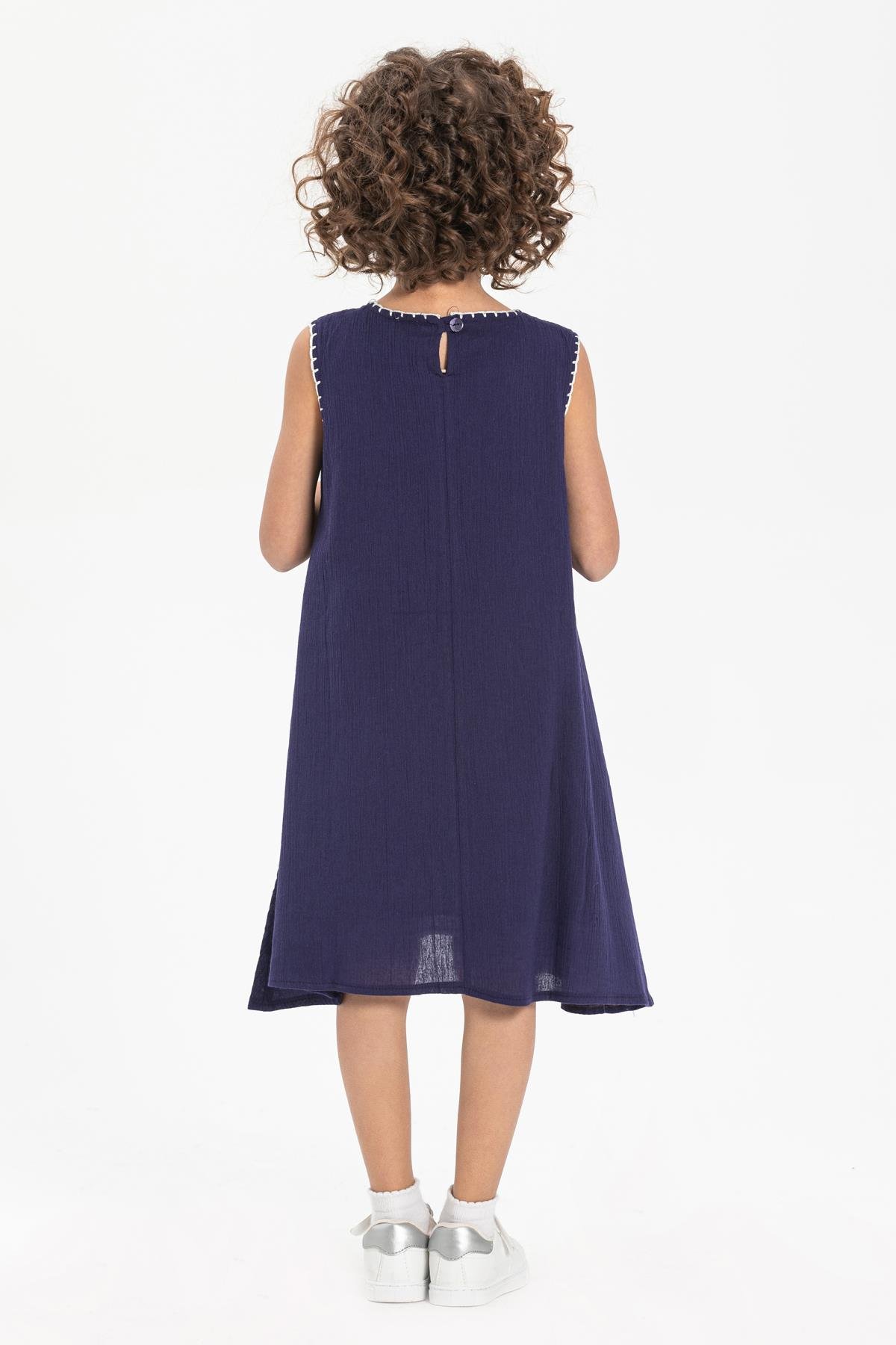 Ece Şile Bezi Kız Çocuk Elbise Mor Mor