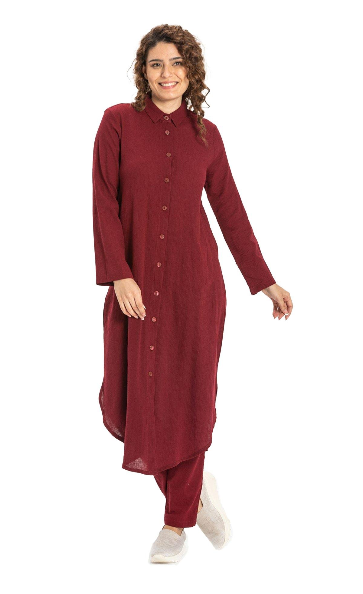 Edanur Şile Bezi Tunik Bordo Brd