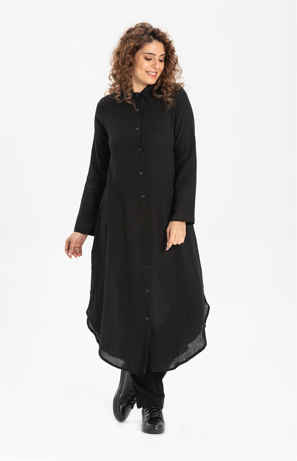 Edanur Şile Bezi Tunik Siyah Syh