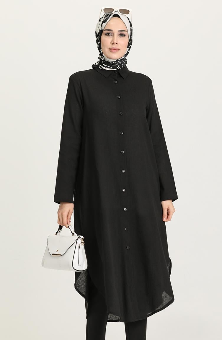 Edanur Şile Bezi Tunik Siyah Syh