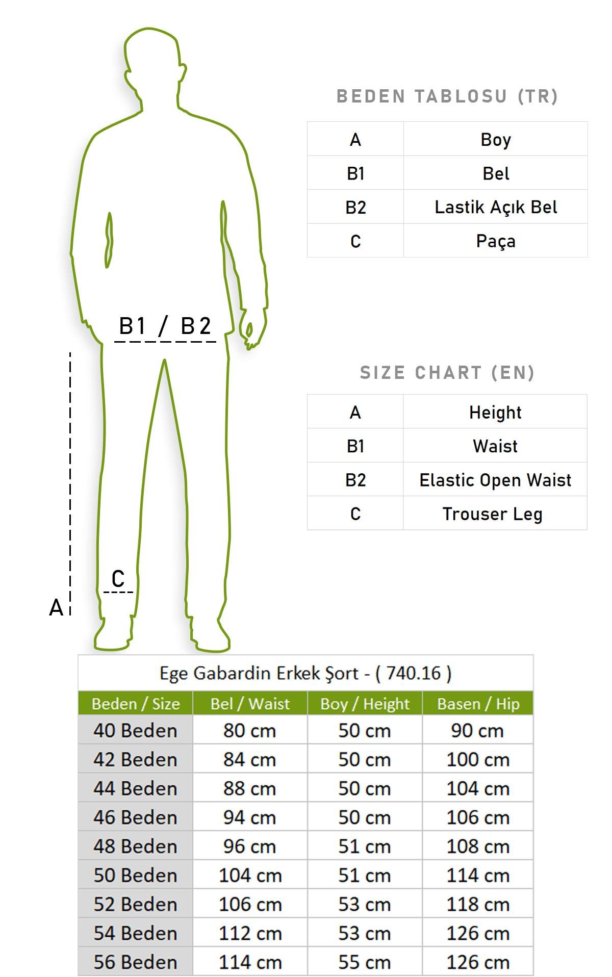 Ege Gabardin Erkek Şort Siyah Syh