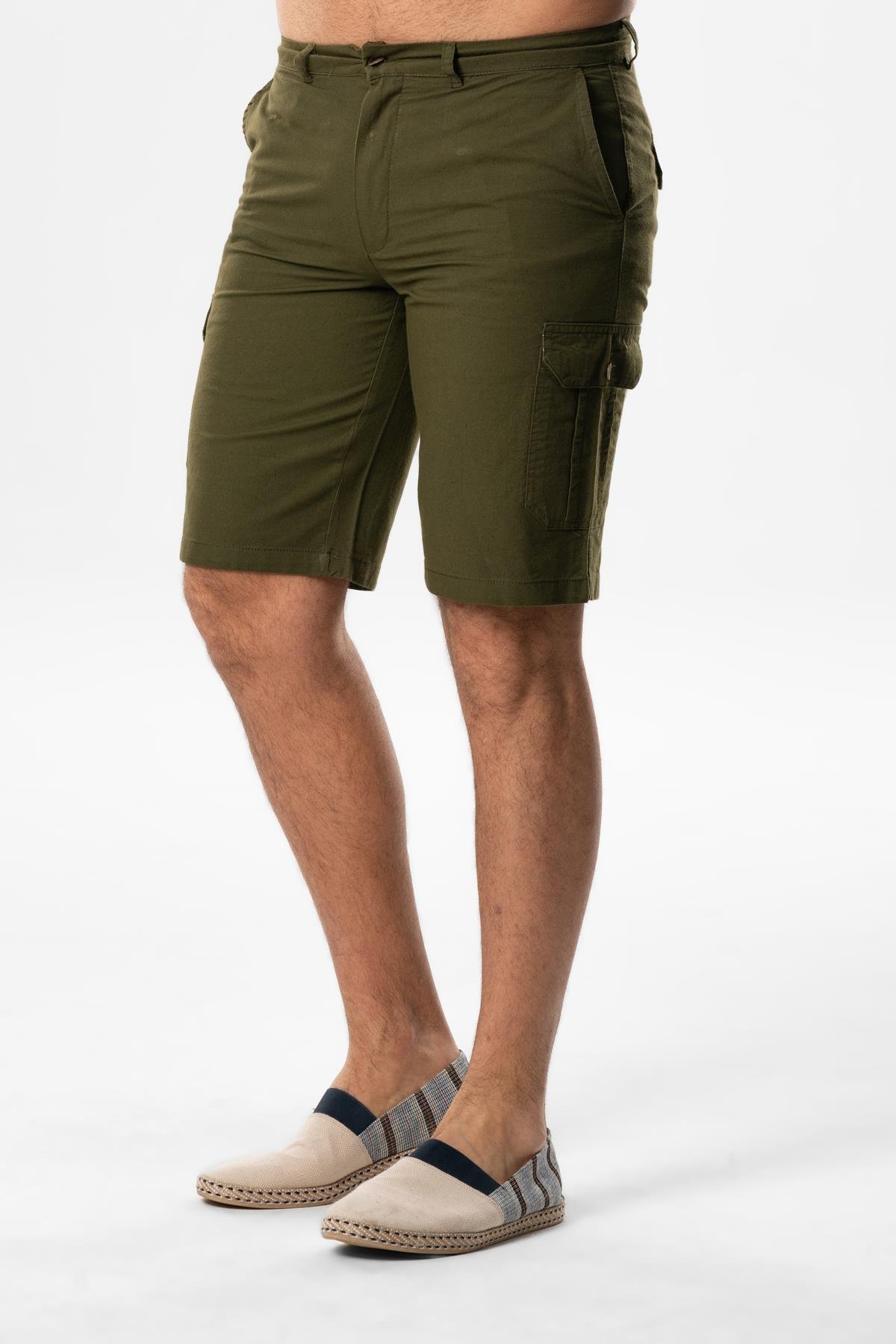 Ege Gabardine Cargo Pocket Shorts Khaki